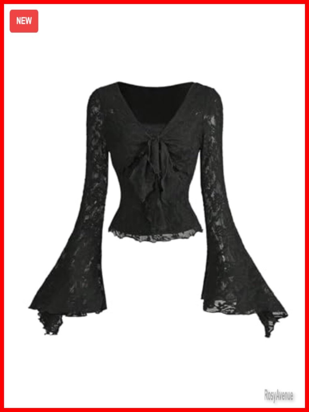 Y2K Floral Mesh Top with Bell Sleeves, V-Neck